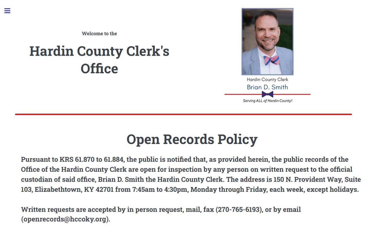Hardin County County Clerk records homepage