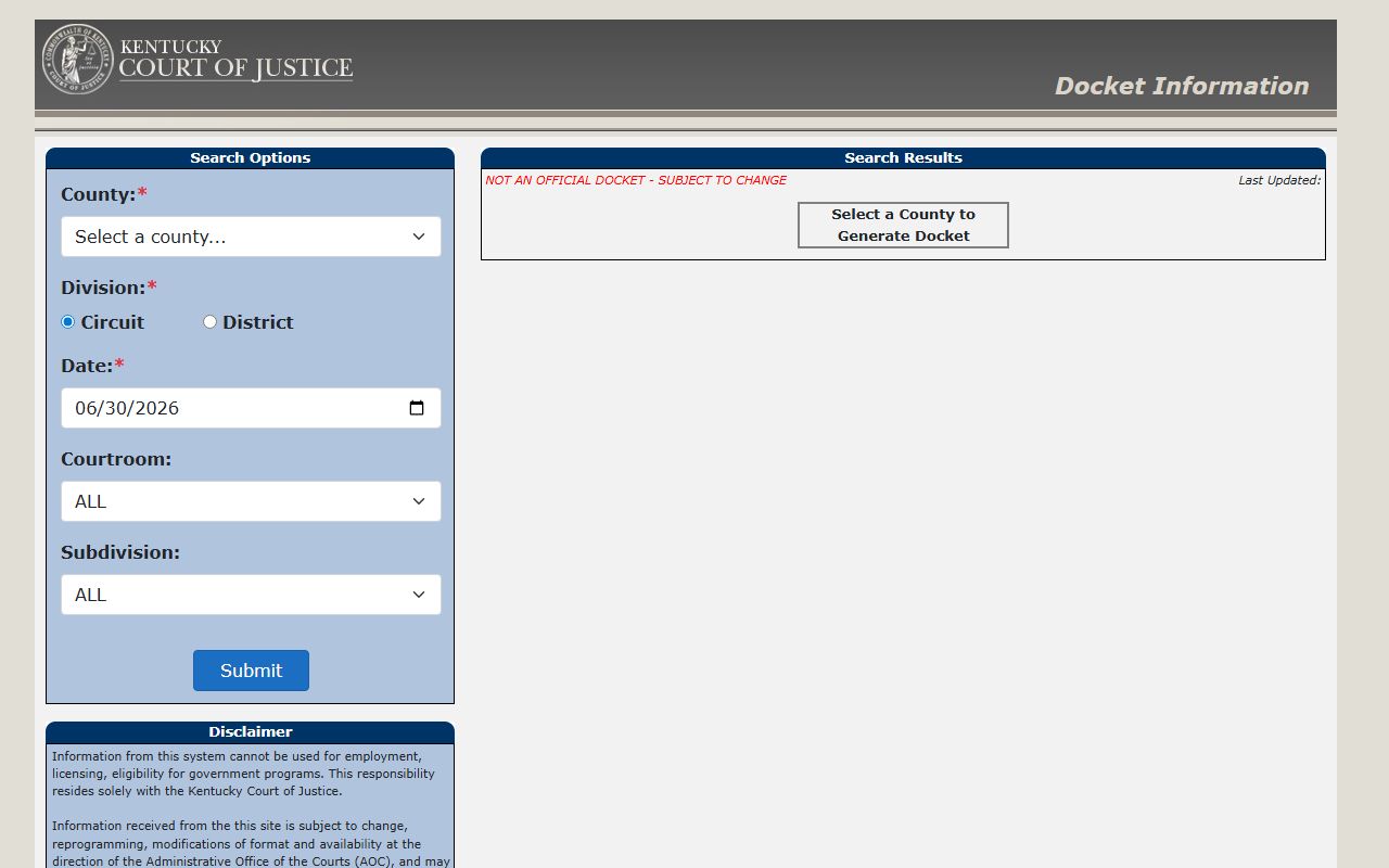 Hardin County court dockets Kentucky public docket portal